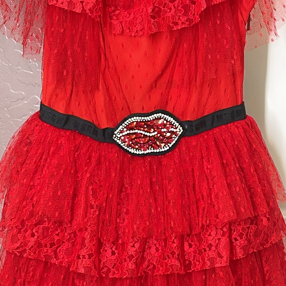 MSGM Layered Tulle Mini Dress Red Size 42/8 - Picture 3 of 15